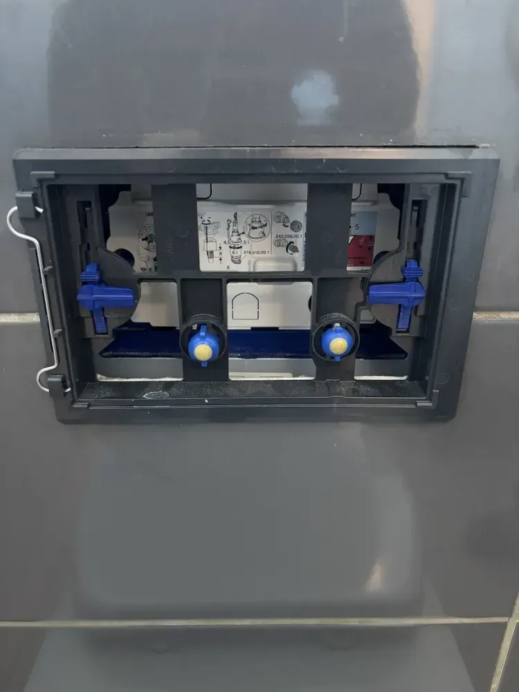 Changement de mécanisme de WC suspendu fuyard dans une entreprise à Carros 2